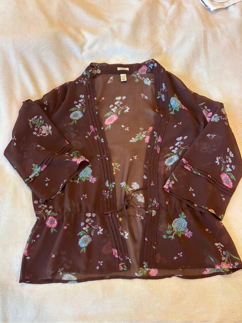 Vintage Old Navy brown floral tie cardigan